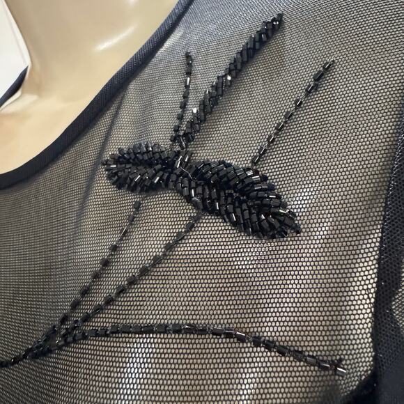 Vintage Floral Mesh Beads Velvet Velour Dress Whimsigoth Fairy Grunge size 6 - Picture 4 of 9